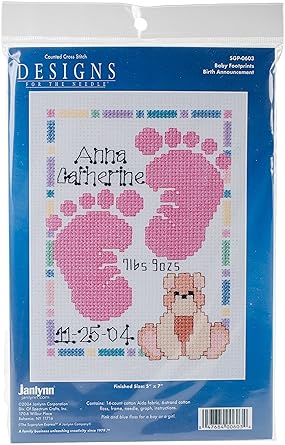 Janlynn Baby Footprints Counted Cross Stitch Kit