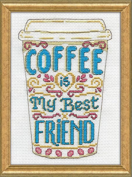 Design Works Crafts Counted Cross Stitch Kit, Coffee Friend, by The Yard