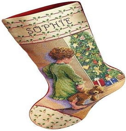 Janlynn 015-0238 Cross Stitch Kit, 18-Inch by 10-Inch, Christmas Morning Stocking, White