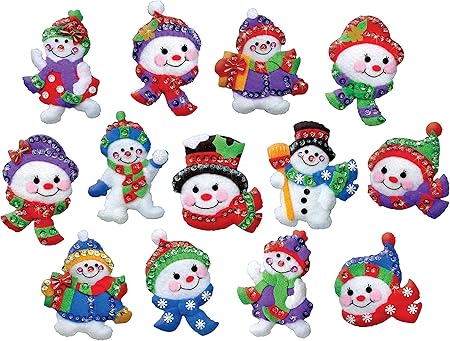 Design Works Crafts Jolly Snowmen Felt Ornament Kit, 1, White