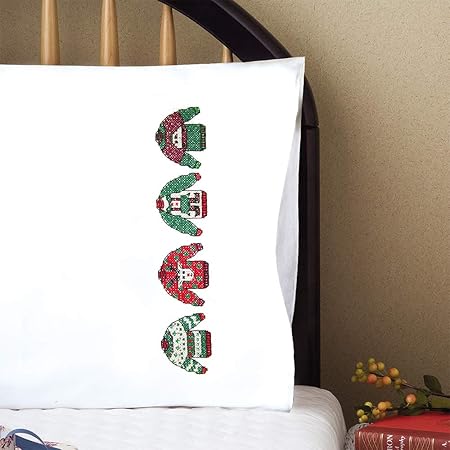 Design Works Crafts Christmas Sweaters Stamped for Embroidery Pillowcases