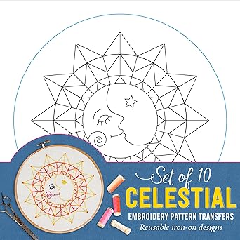 Celestial Embroidery Pattern Transfers (set of 10 hoop designs!)