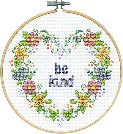 Design Works Crafts Inc. Be Kind Counted Cross Stitch Kit with Hoop, Multi