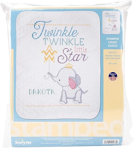 Janlynn Stamped Cross Stitch Baby Quilt Kit, 34