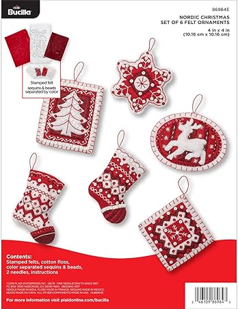 Bucilla 86964E Felt Applique 6 Pc. Ornament Kit, 4