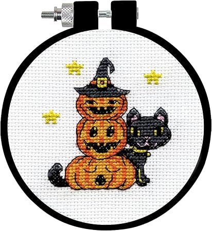 Pumpkins Counted Cross Stitch Kit with Hoop