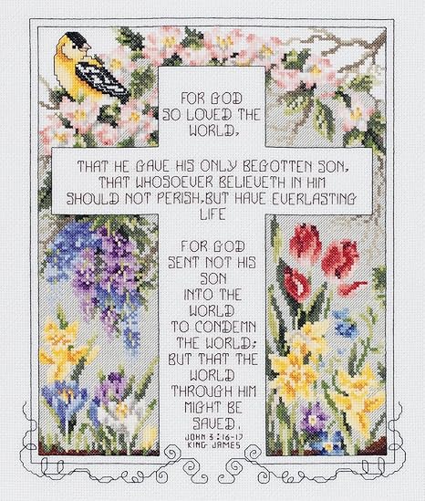 Janlynn John 3:16-17 Counted Cross Stitch Kit, 10-1/4