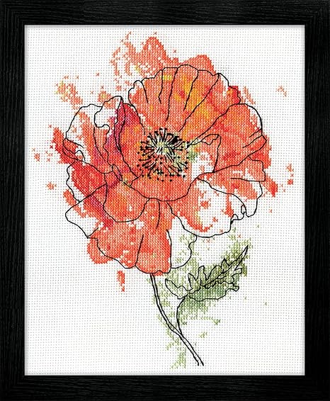 Design Works Crafts Peach Floral, 8 x 10 Counted Cross Stitch Kit, Multi-colour