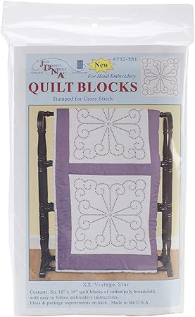 Jack Dempsey Stamped White Quilt Blocks, 18-Inch by 18-Inch, XX Vintage Design, 6-Pack