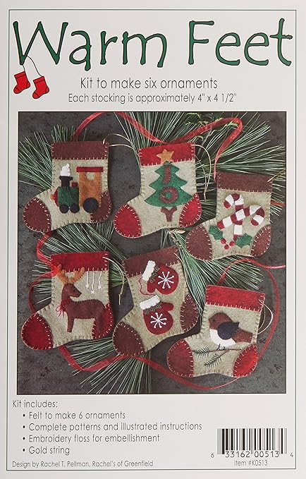 Rachel's of Greenfield Warm Feet K0513 Felt Stocking Ornament Kit