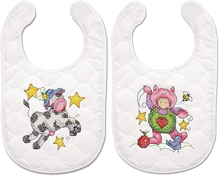 Design Works Crafts Janlynn Stamped for Cross Stitch Baby Bib Kit, Nursery Rhymes