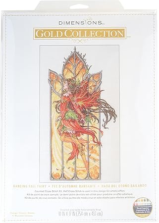 Dimensions Gold Collection Dancing Fall Fairy Counted Cross Stitch Kit, 10