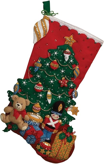 Bucilla 18-Inch Christmas Stocking Felt Applique Kit, 86303 Under The Tree