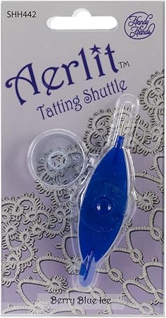 Handy Hands Aerlit Tatting Shuttle with 2 Bobbins, Berry Blue Ice