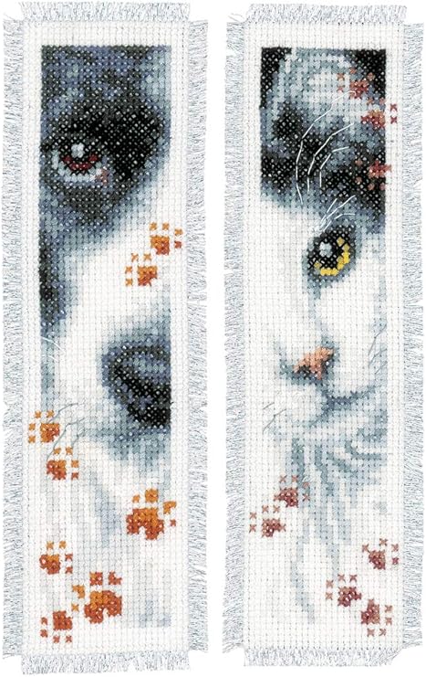 Vervaco Pack of 0155651 Bookmark Set of 2 Cross Stitch Kit Embroidery, Cotton, White, 6 x 20 x 1 cm