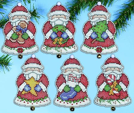 Tobin Santa Ornaments Plastic Canvas Kit, 3 by 4-Inch, Set of 6