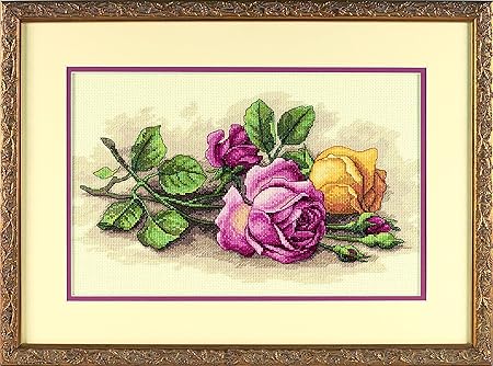 Dimensions 'Rose Cuttings' Floral Counted Cross Stitch Kit, 14'' x 9'', multi-colored, 14 Count