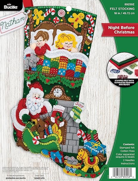 Bucilla, Night Felt Applique Christmas Stocking Kit, 18