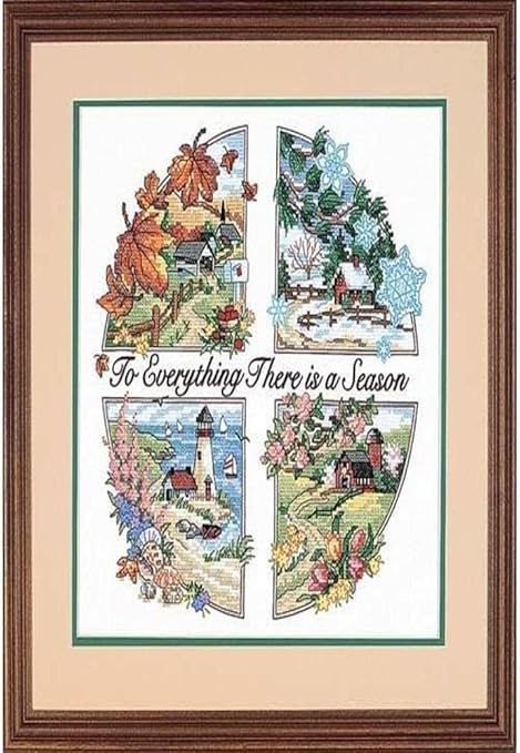 Dimensions 'Season for Everything' Stamped Cross Stitch Kit, 14'' W x 14'' H,White