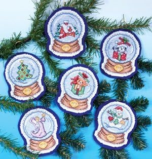 Design Works Crafts Snow Globes Cross Stitch Ornament Kit (Set of 6), 8 1/2