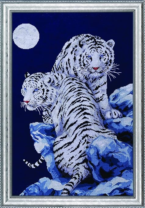 Design Works Crafts Tobin SNT-IC2R-10 Moonlit Tigers Counted Cross Stitch Kit-16