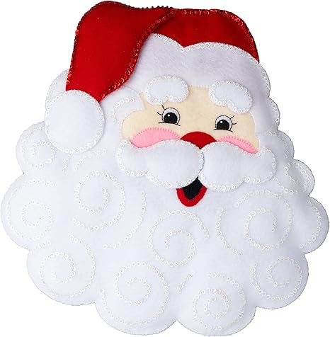 Bucilla Felt Applique Pillow Making Kit, Jolly Santa, Perfect for DIY Arts and Crafts, 89573E