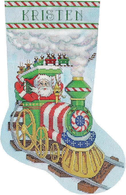 Tobin Santa's Train Cross Stitch Stocking Kit, 17