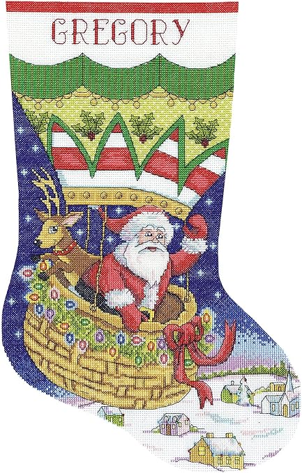 Design Works Crafts Balloon Ride Counted Cross Stitch Stocking Kit, White