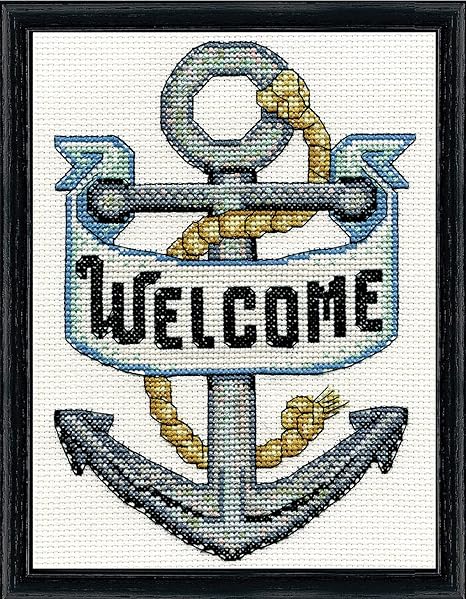 Design Works Crafts Welcome Anchor Counted Cross Stitch Kit, White