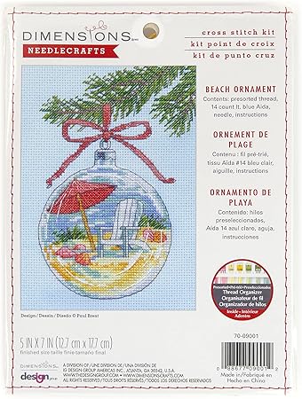 Dimensions Beach Ornament Christmas Counted Cross Stitch Kit, 5