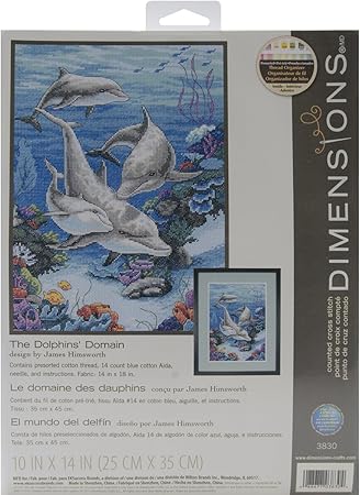 DIMENSIONS Needlecrafts Counted Cross Stitch, The Dolphins Domain , Blue