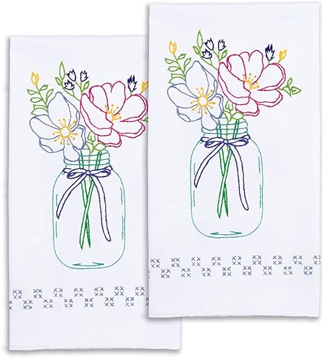 Jack Dempsey Needle Art Wildflowers Decorative Hand Towels