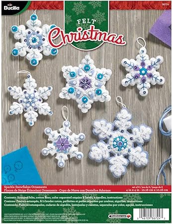 Bucilla Sparkle Snowflake Ornament Kit, 6 Count,Gold