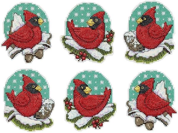 Design Works Crafts Inc. Cardinals Counted Cross Stitch Ornament Kit, Red