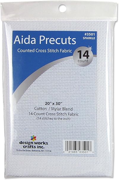 Design Works Crafts 14 Counted Cross Stitch-Sparkle/White Pre-Cut Aida Fabric