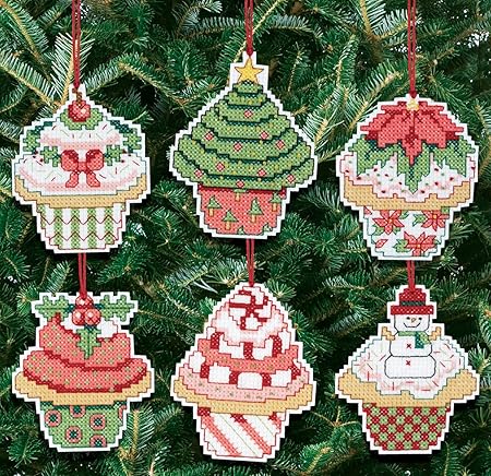 Janlynn 21-1390 Christmas Cupcake Ornaments Counted Cross Stitch Kit