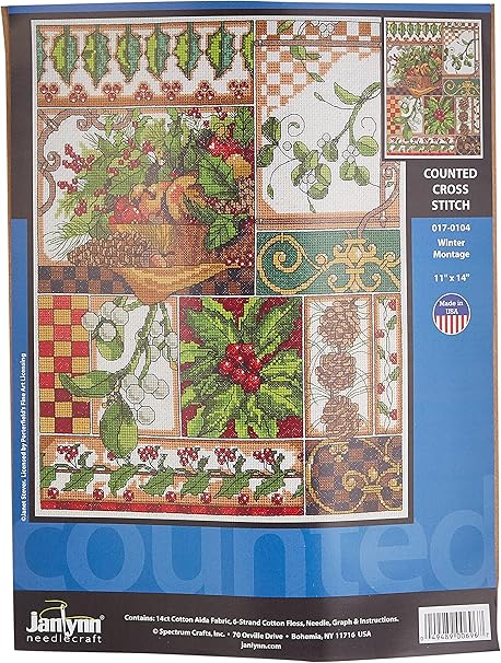 Janlynn 14 Count Winter Montage Counted Cross Stitch Kit, 11-Inch x 14-Inch