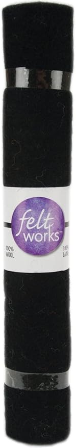 Dimensions Needle Felting Flat Felt Black Roll Wool, 12'' x 12'', Black