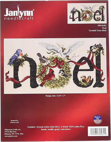 Janlynn 80-0481 Noel Counted Cross Stitch Kit, 14-1/4-Inch by 7-Inch, 14 Count