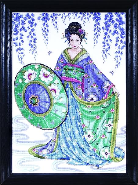 Design Works Crafts Counted Cross Stitch, Geisha, 12 by 16 inches,White,Gold