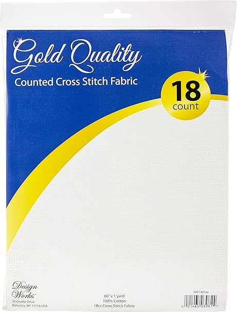 Design Works Crafts 18 Pre-Cut for Counted Cross Stitch (Gold Quality) -White Aida Fabric