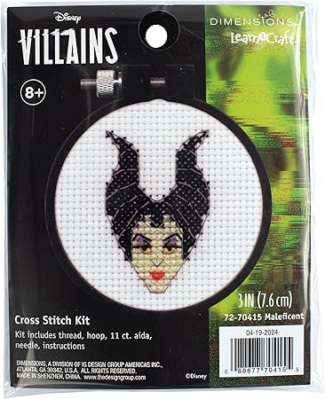 Dimensions 72-70415 Disney's Maleficent Mini Beginner's Counted Cross Stitch Kit, 3