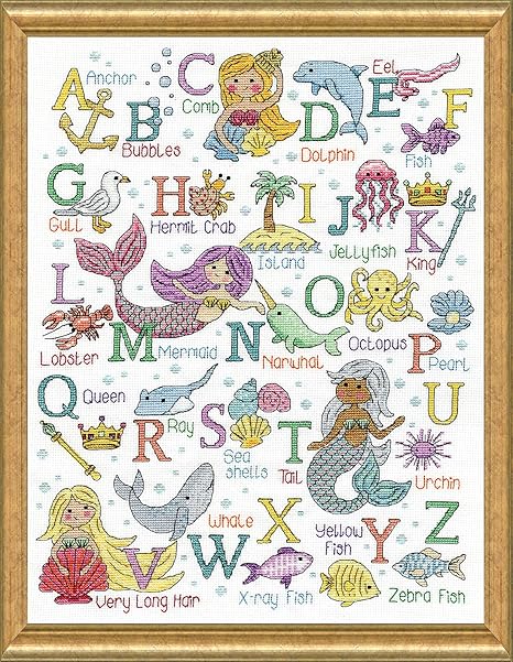 Design Works Crafts, Mermaid ABC Counted Cross Stitch Kit