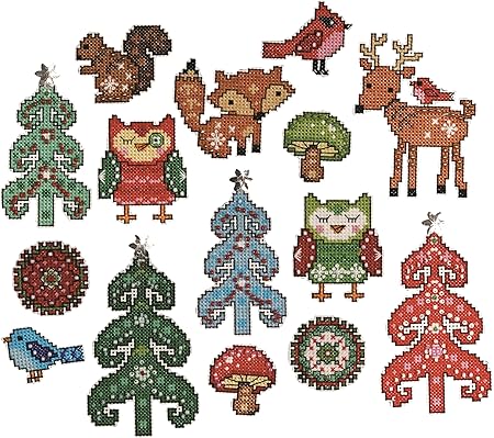 Tobin Woodland 14 Count Friends Ornament Plastic Canvas Kit - DW1694 , White