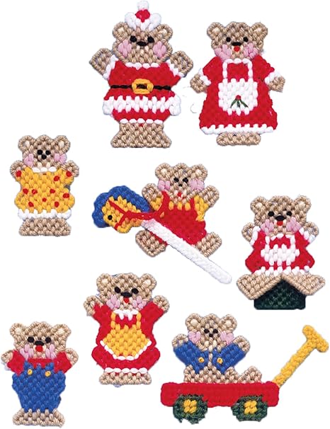 Tobin Christmas Teddy Bears Plastic Canvas Ornament Kit, 3