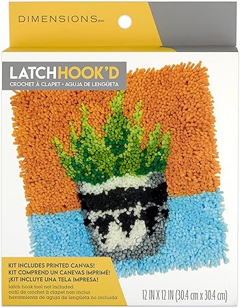 Dimensions 72-76374 Colorful Plant Beginners Latch Hook Kit, 12