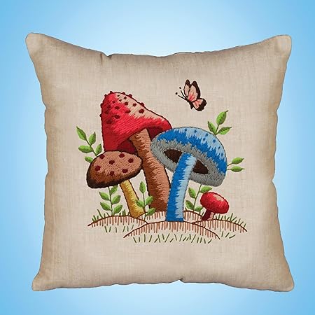 Design Works Crafts Mushrooms Crewel Pillow Kit