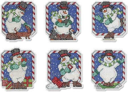 Design Works Crafts Snowmen Cross Stitch Ornament Kit, Candy Cane (14 Count)