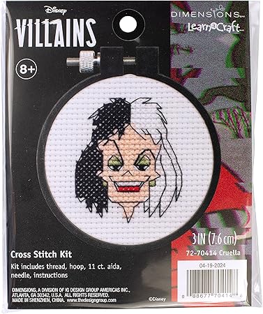 Dimensions 72-70414 Disney's Cruella Mini Beginner's Counted Cross Stitch Kit, 3