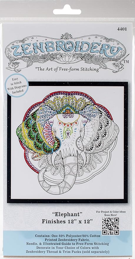 Design Works Crafts Elephant Zenbroidery Kit, 12